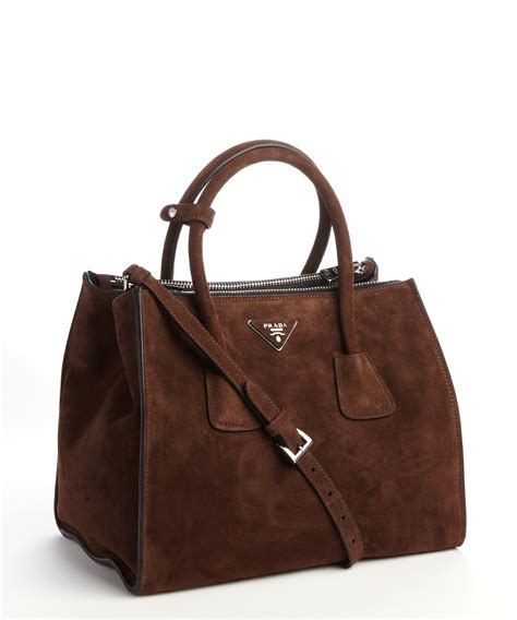 prada brown suede tote|prada purses for sale.